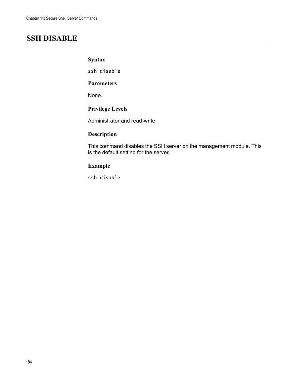 Ssh disable | Allied Telesis AT-S97 User Manual | Page 184 / 218