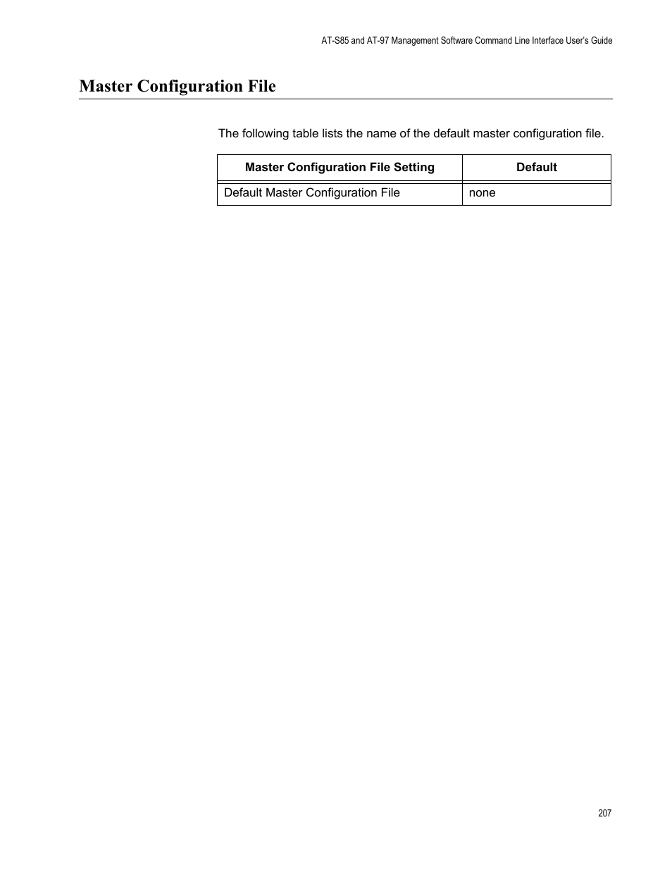 Master configuration file | Allied Telesis AT-S97 User Manual | Page 207 / 218