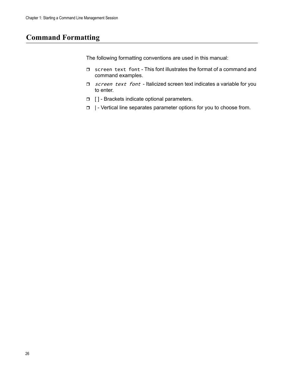 Command formatting | Allied Telesis AT-S97 User Manual | Page 26 / 218