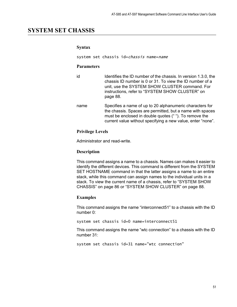 System set chassis | Allied Telesis AT-S97 User Manual | Page 51 / 218