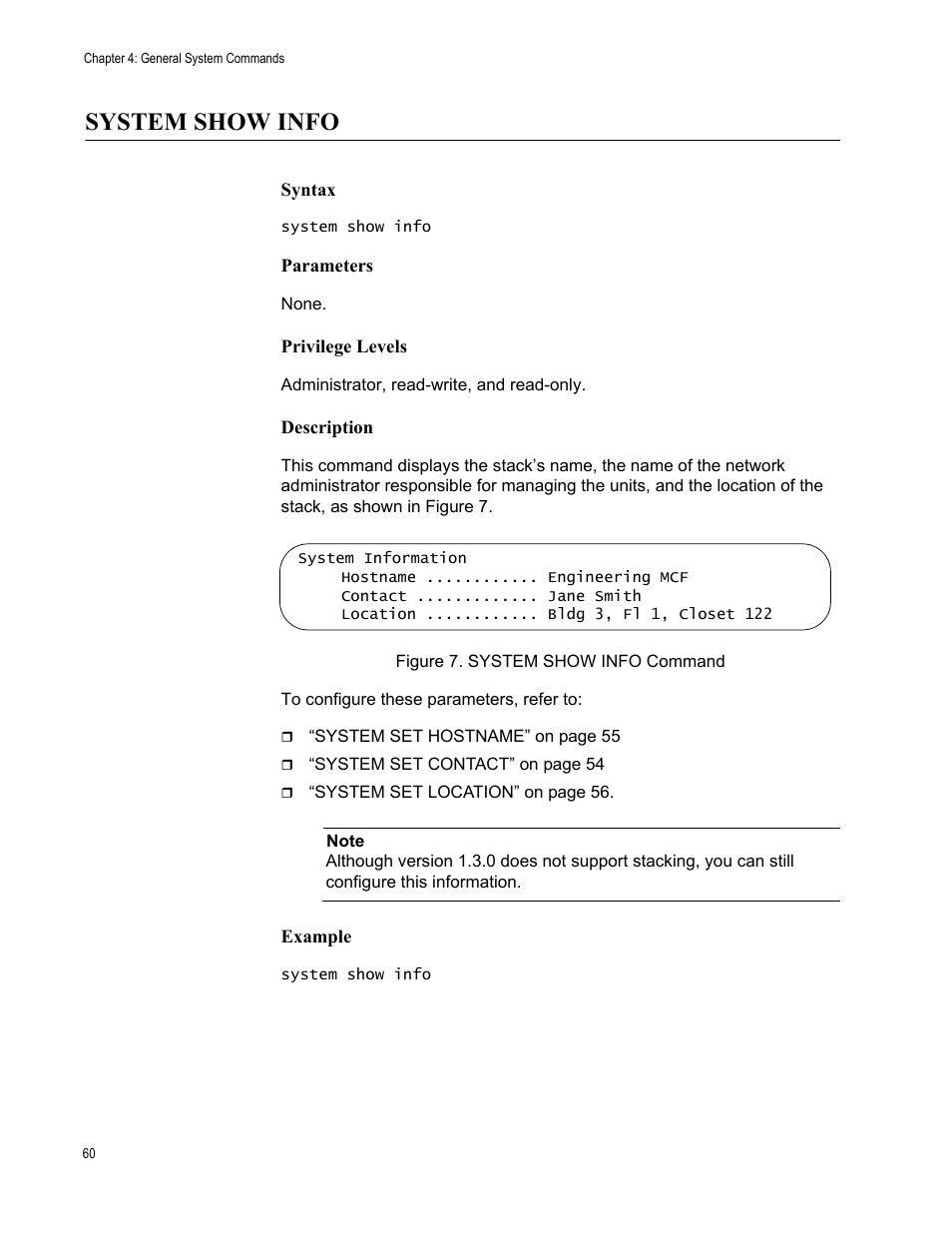 System show info, Figure 7: system show info command | Allied Telesis AT-S97 User Manual | Page 60 / 218