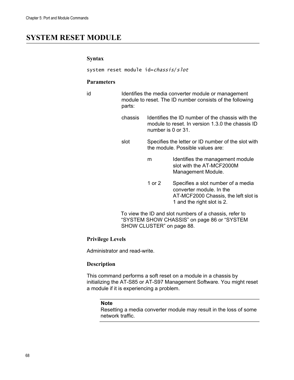 System reset module | Allied Telesis AT-S97 User Manual | Page 68 / 218