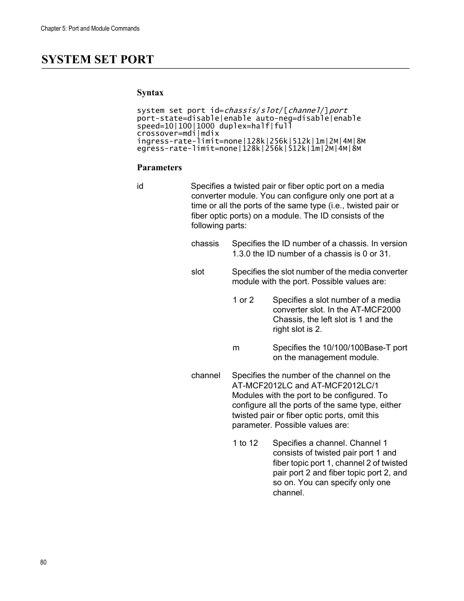 System set port | Allied Telesis AT-S97 User Manual | Page 80 / 218