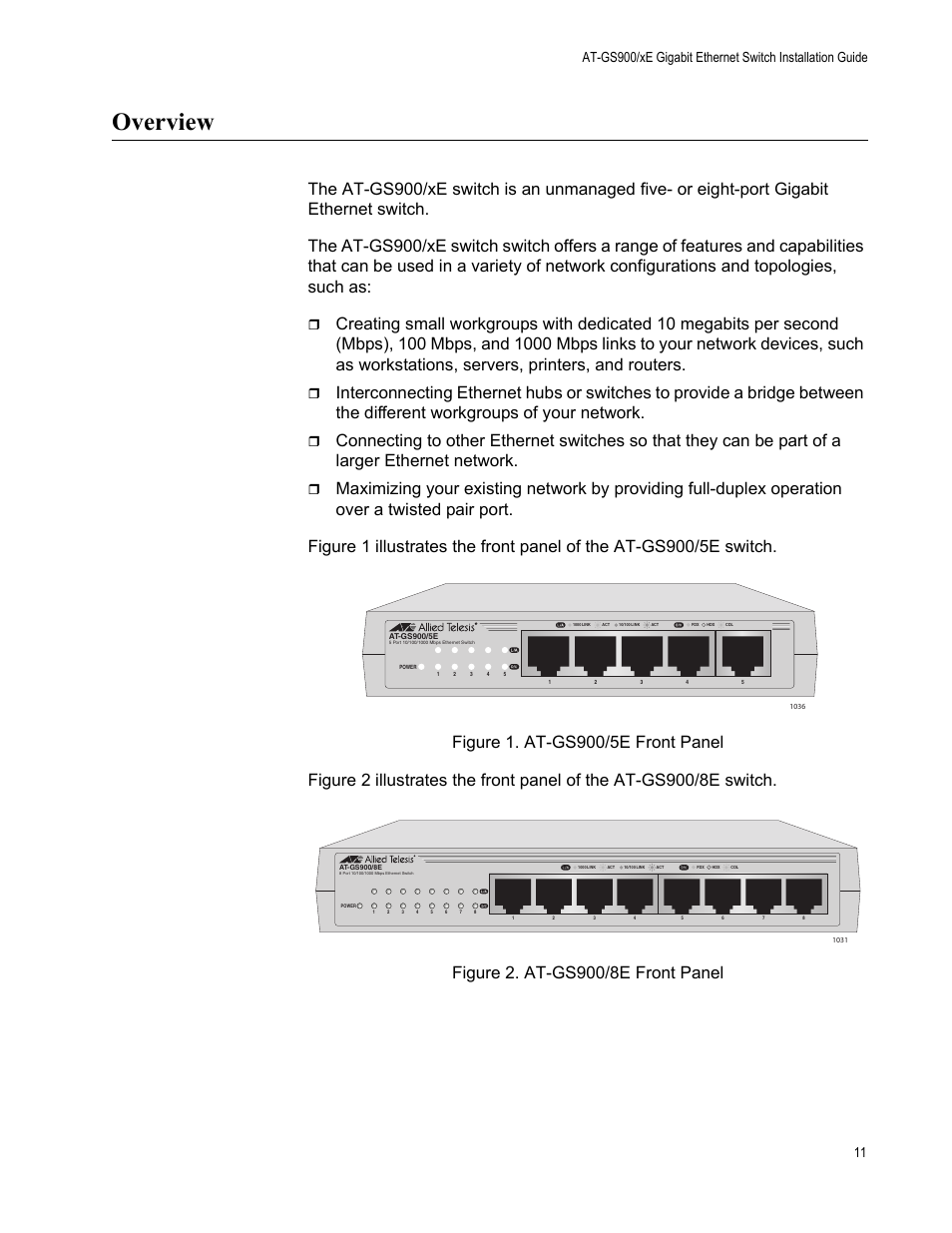 Overview | Allied Telesis AT-GS900/8E User Manual | Page 11 / 61
