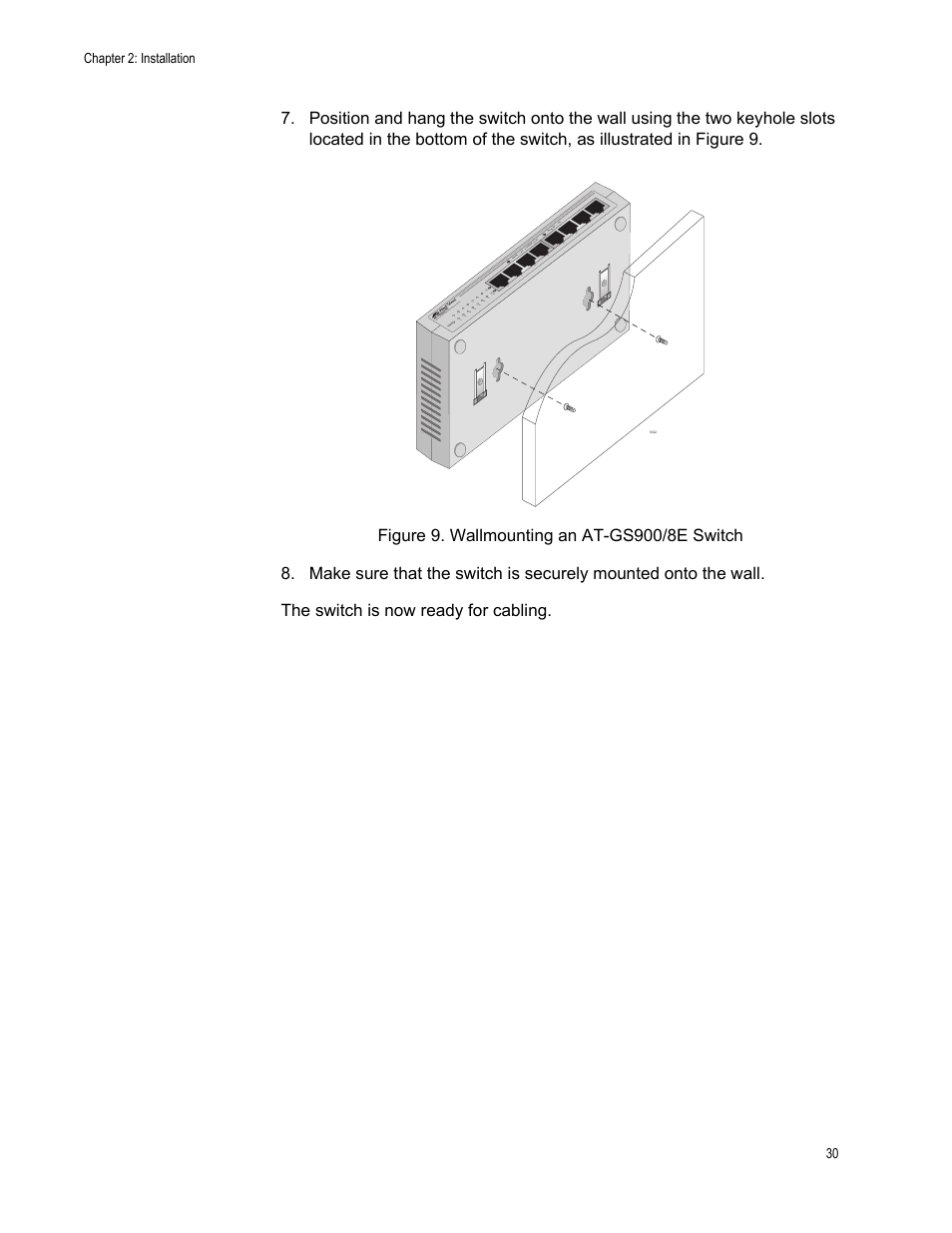 Chapter 2: installation 30 | Allied Telesis AT-GS900/8E User Manual | Page 30 / 61