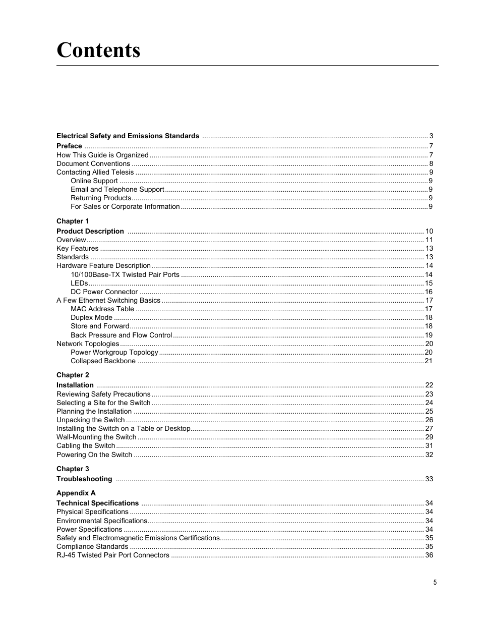 Allied Telesis AT-GS900/8E User Manual | Page 5 / 61