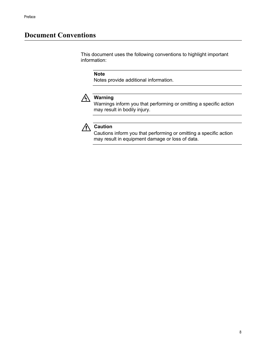 Document conventions | Allied Telesis AT-GS900/8E User Manual | Page 8 / 61