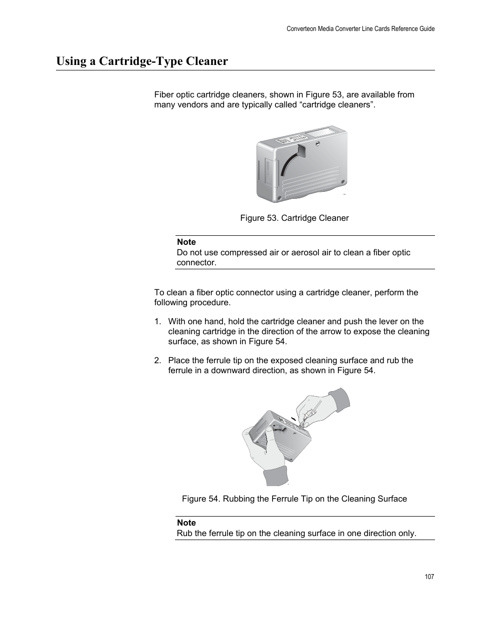 Using a cartridge-type cleaner | Allied Telesis AT-CM70S User Manual | Page 107 / 136