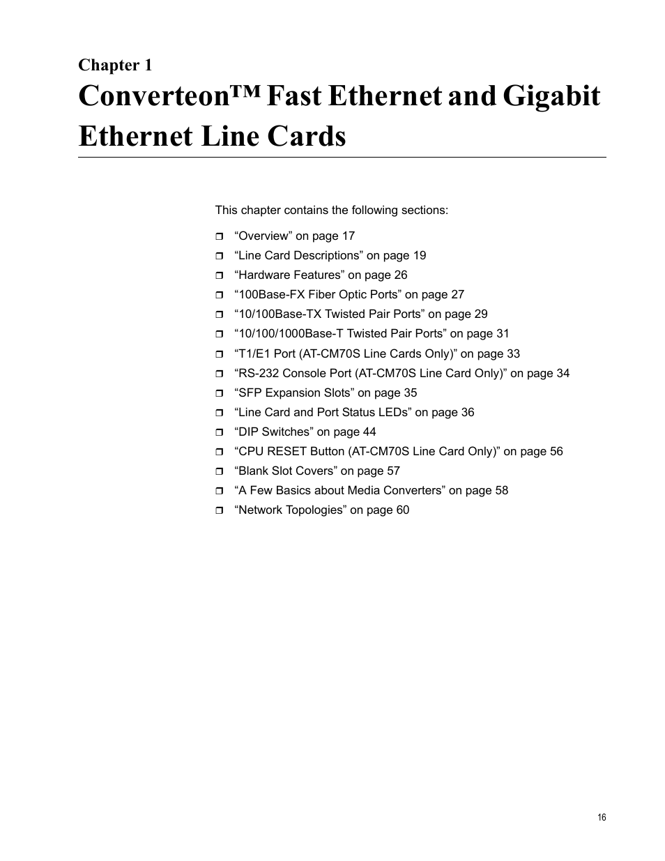 Chapter 1 | Allied Telesis AT-CM70S User Manual | Page 16 / 136