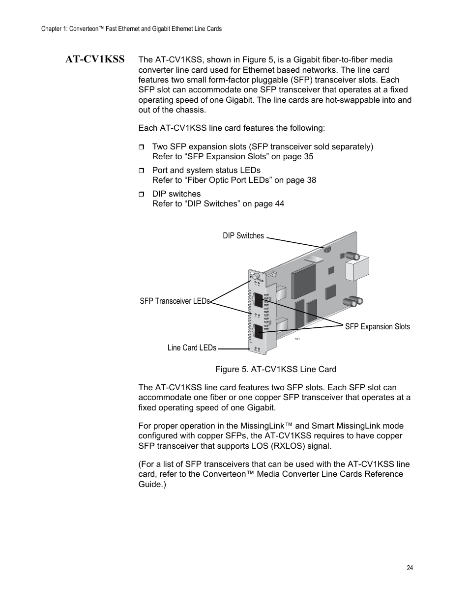 At-cv1kss, Figure 5. at-cv1kss line card | Allied Telesis AT-CM70S User Manual | Page 24 / 136