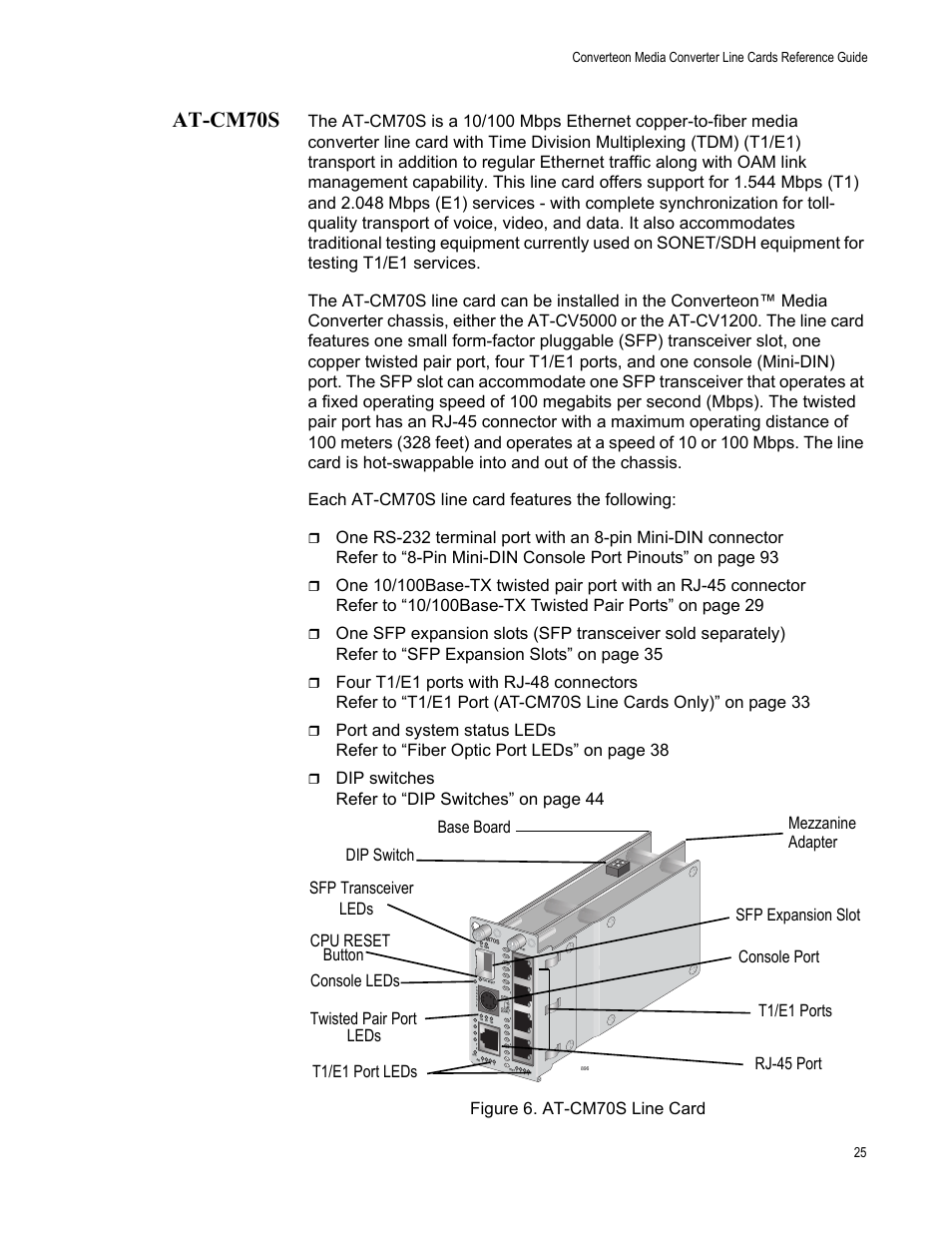 At-cm70s, Figure 6. at-cm70s line card | Allied Telesis AT-CM70S User Manual | Page 25 / 136