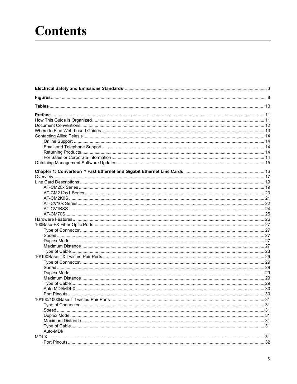 Allied Telesis AT-CM70S User Manual | Page 5 / 136