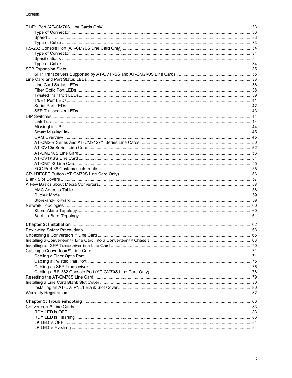Allied Telesis AT-CM70S User Manual | Page 6 / 136
