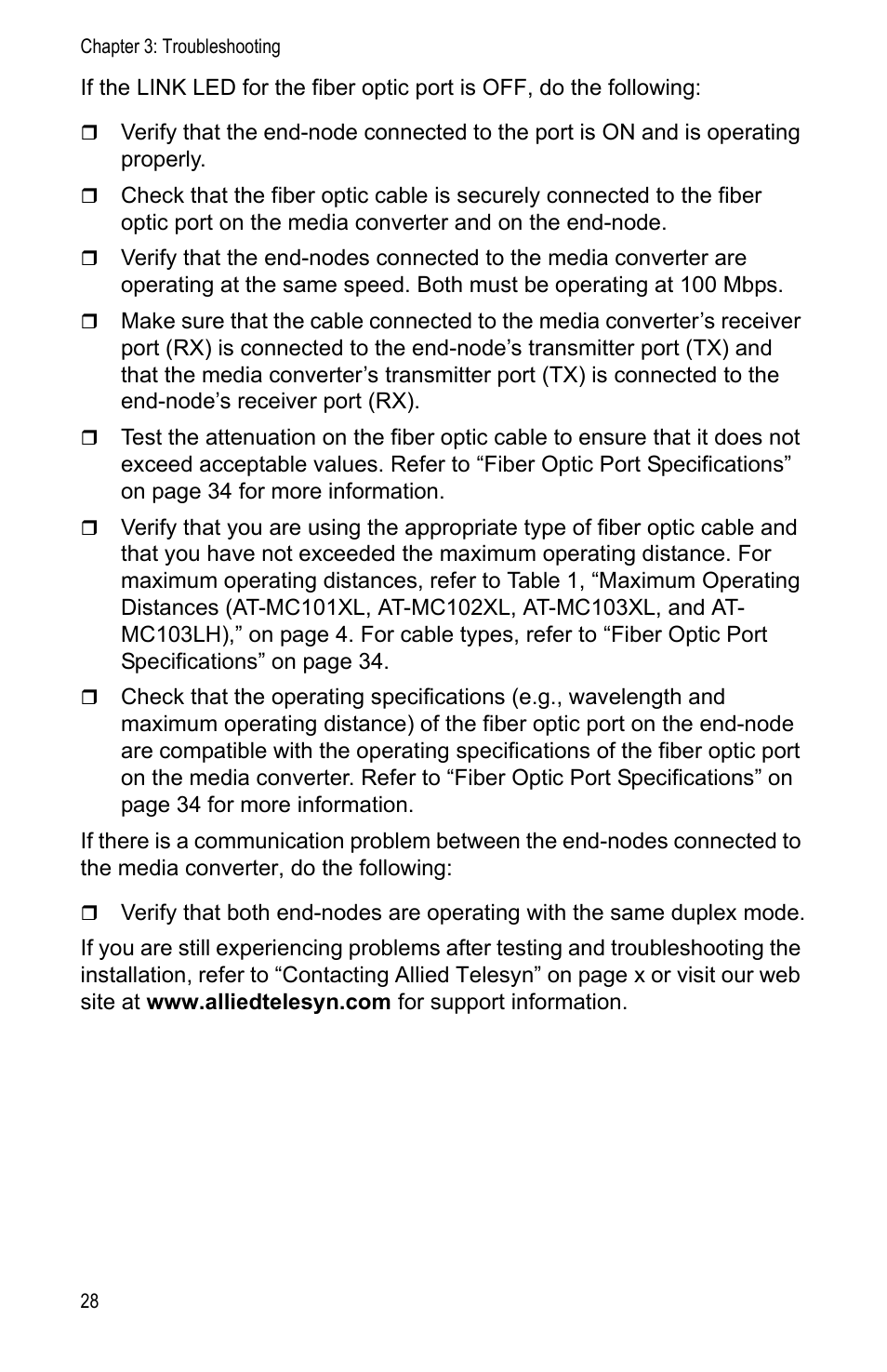Allied Telesis AT-MC104LH User Manual | Page 38 / 84