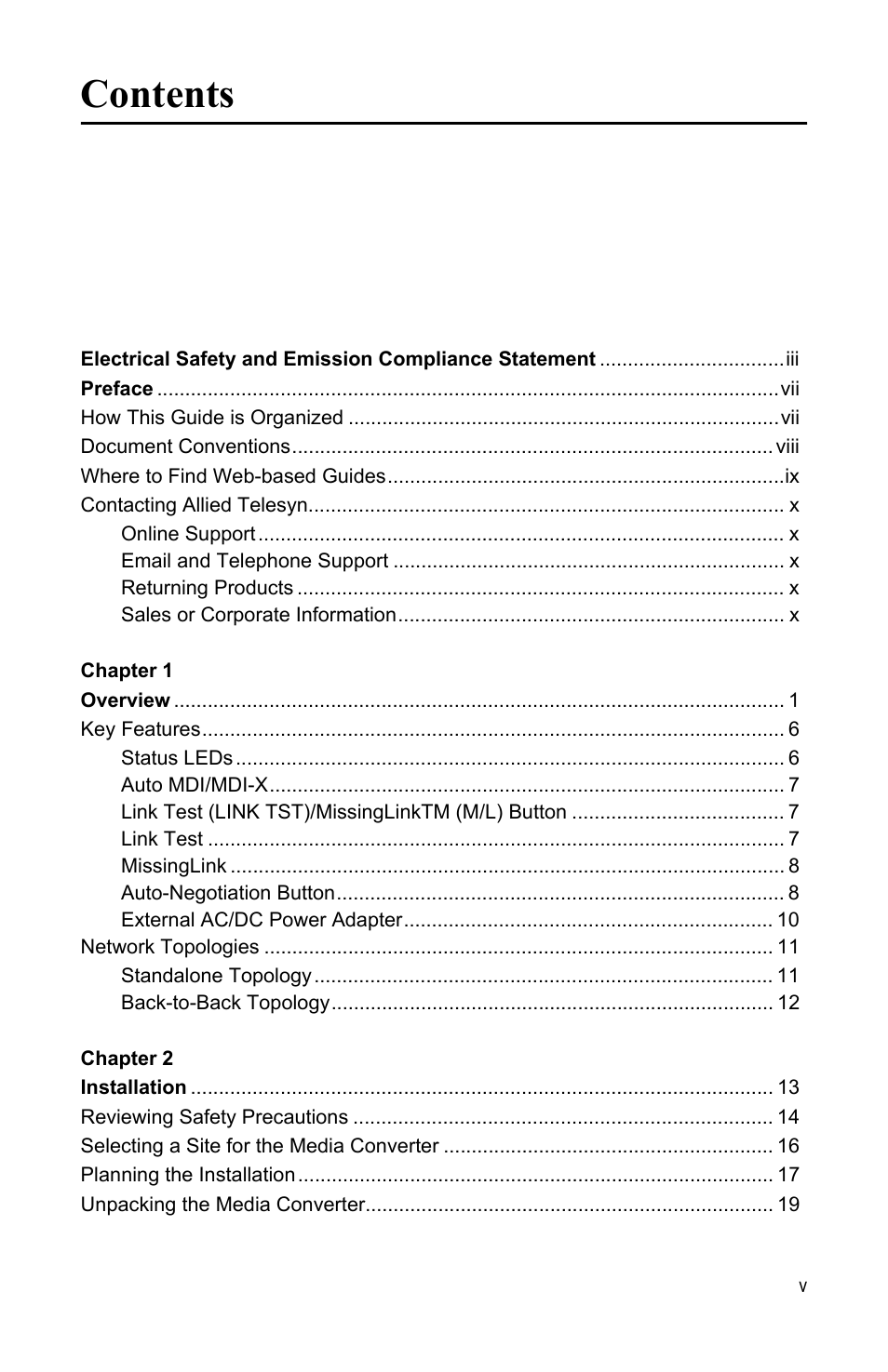 Allied Telesis AT-MC104LH User Manual | Page 5 / 84