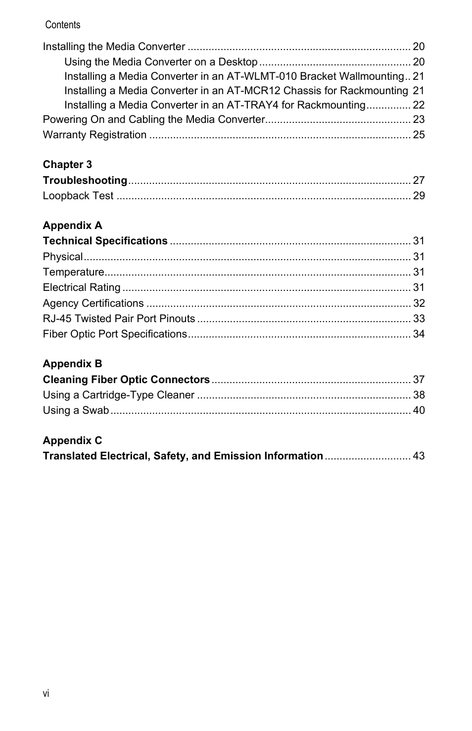 Allied Telesis AT-MC104LH User Manual | Page 6 / 84