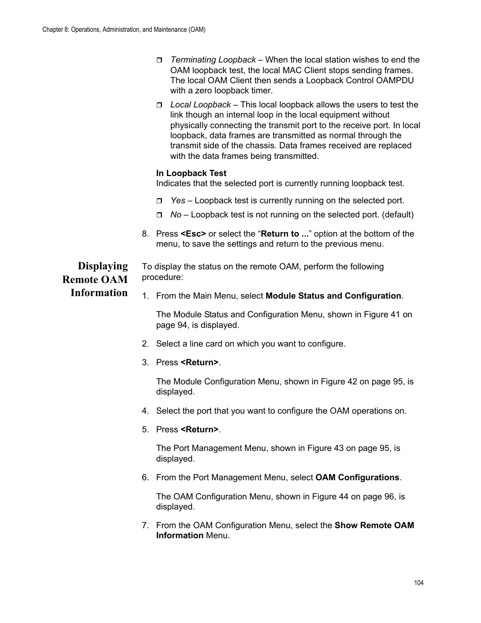 Displaying remote oam information | Allied Telesis AT-S70 User Manual | Page 104 / 134