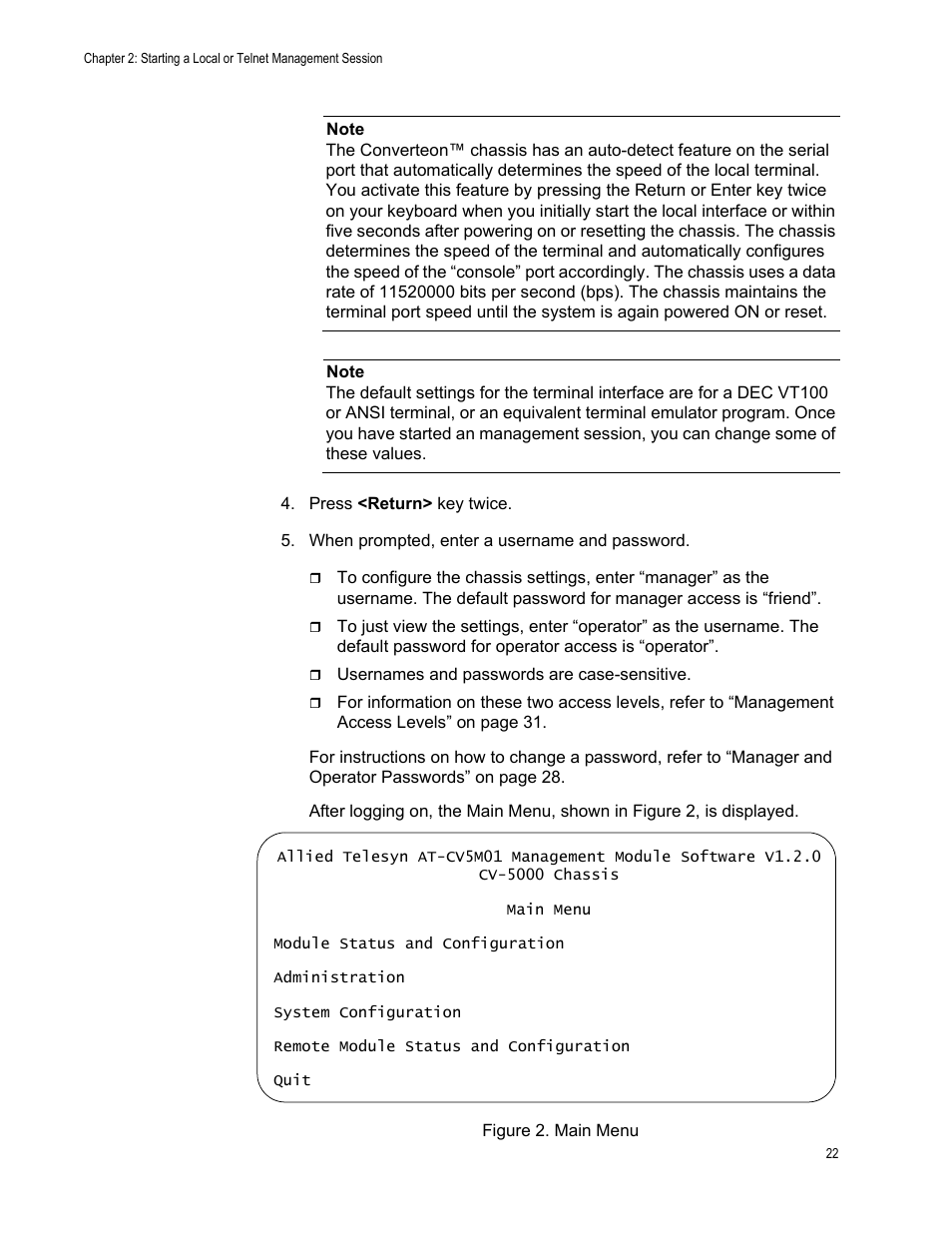 Figure 2. main menu | Allied Telesis AT-S70 User Manual | Page 22 / 134