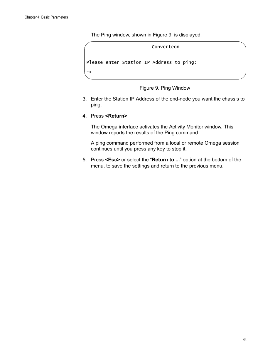 Figure 9. ping window | Allied Telesis AT-S70 User Manual | Page 44 / 134