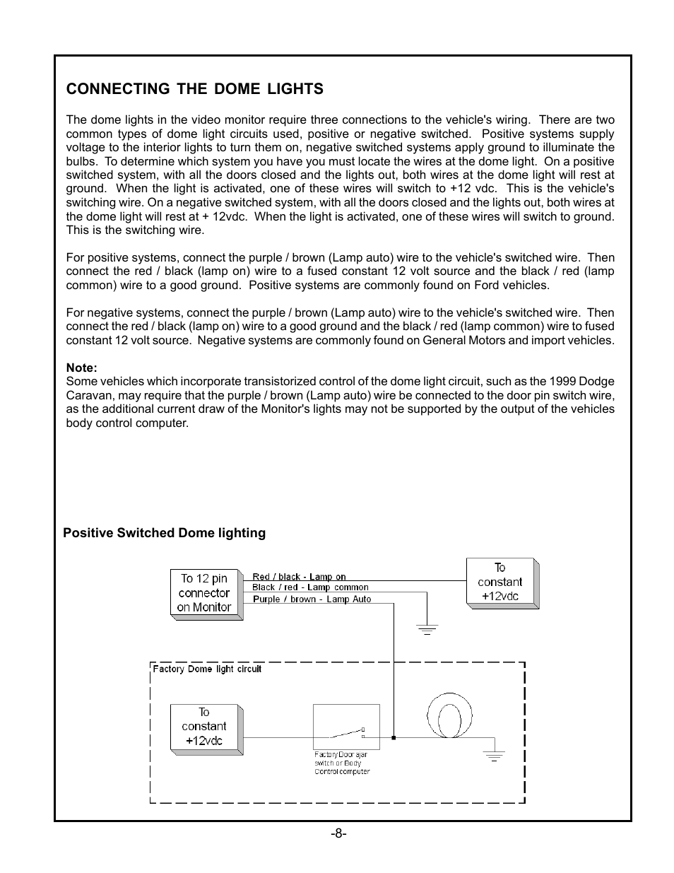 Connecting the dome lights | Audiovox PROV716 EN User Manual | Page 10 / 12