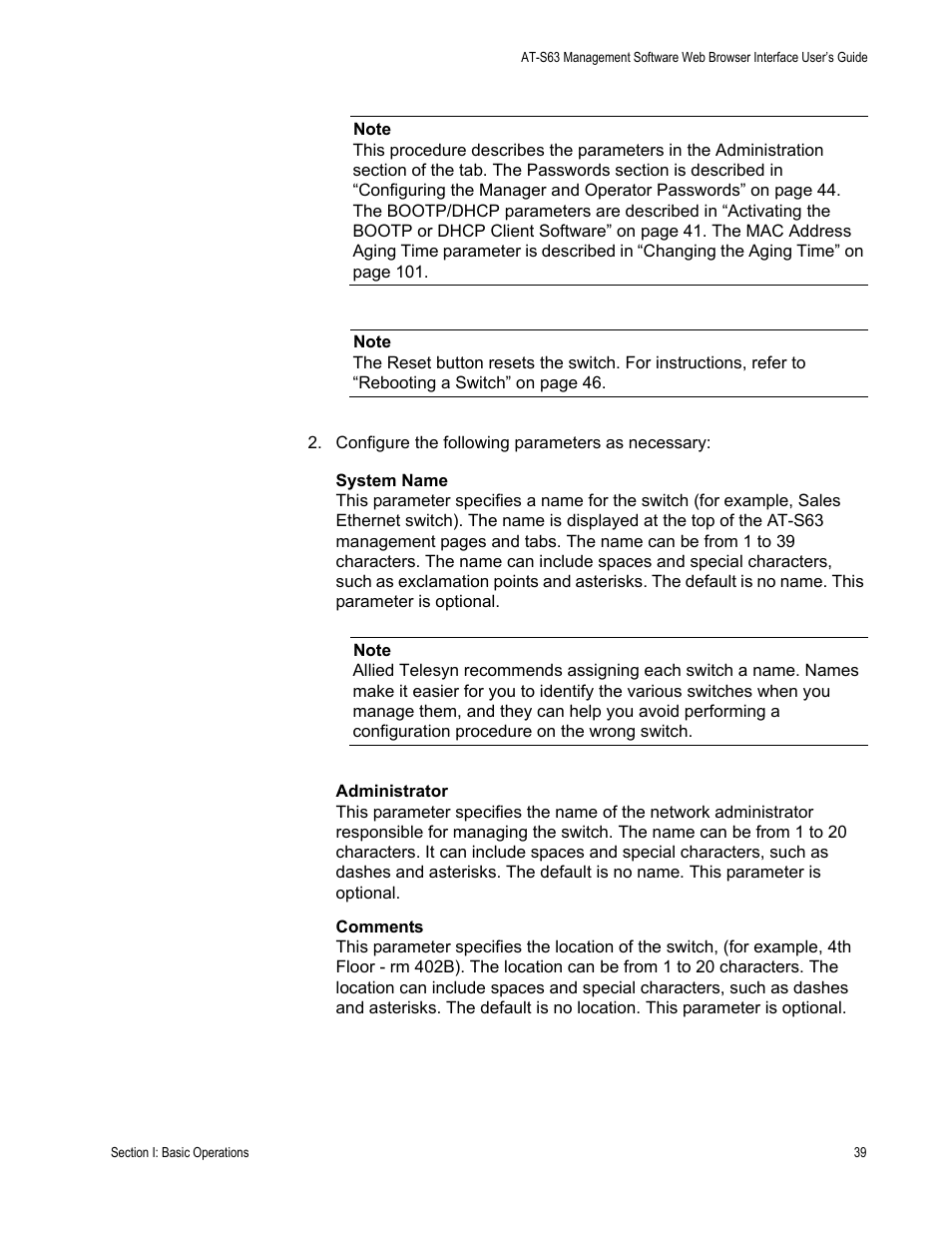 Allied Telesis AT-S63 User Manual | Page 39 / 462
