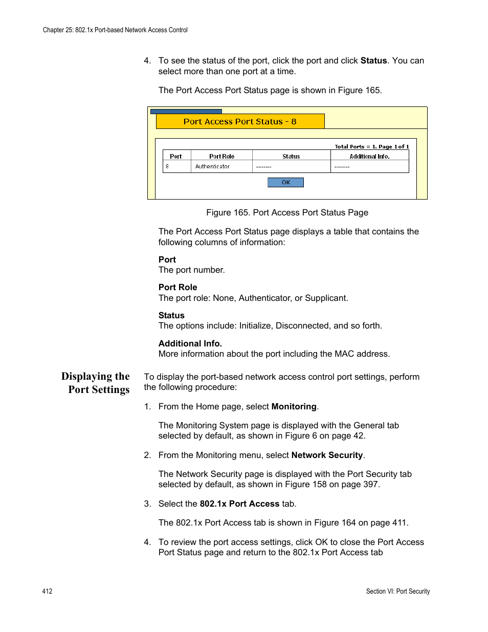 Displaying the port settings | Allied Telesis AT-S63 User Manual | Page 412 / 462