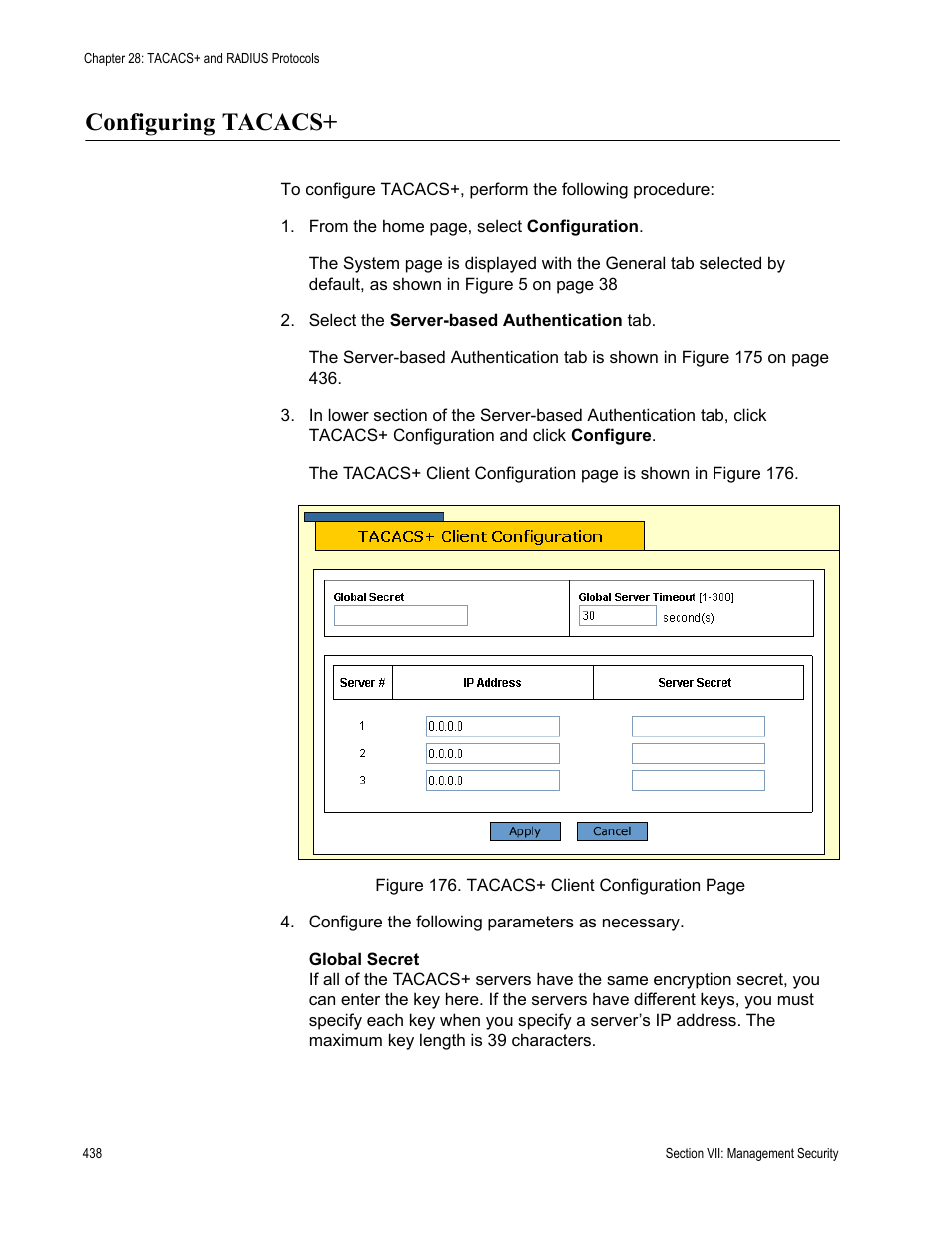 Configuring tacacs | Allied Telesis AT-S63 User Manual | Page 438 / 462