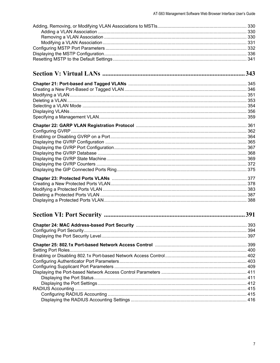 Allied Telesis AT-S63 User Manual | Page 7 / 462