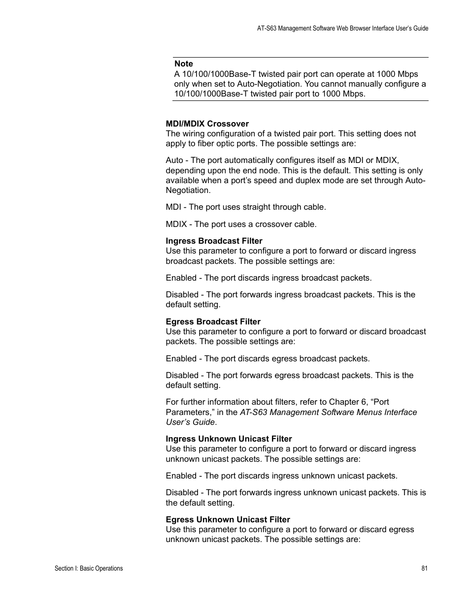 Allied Telesis AT-S63 User Manual | Page 81 / 462