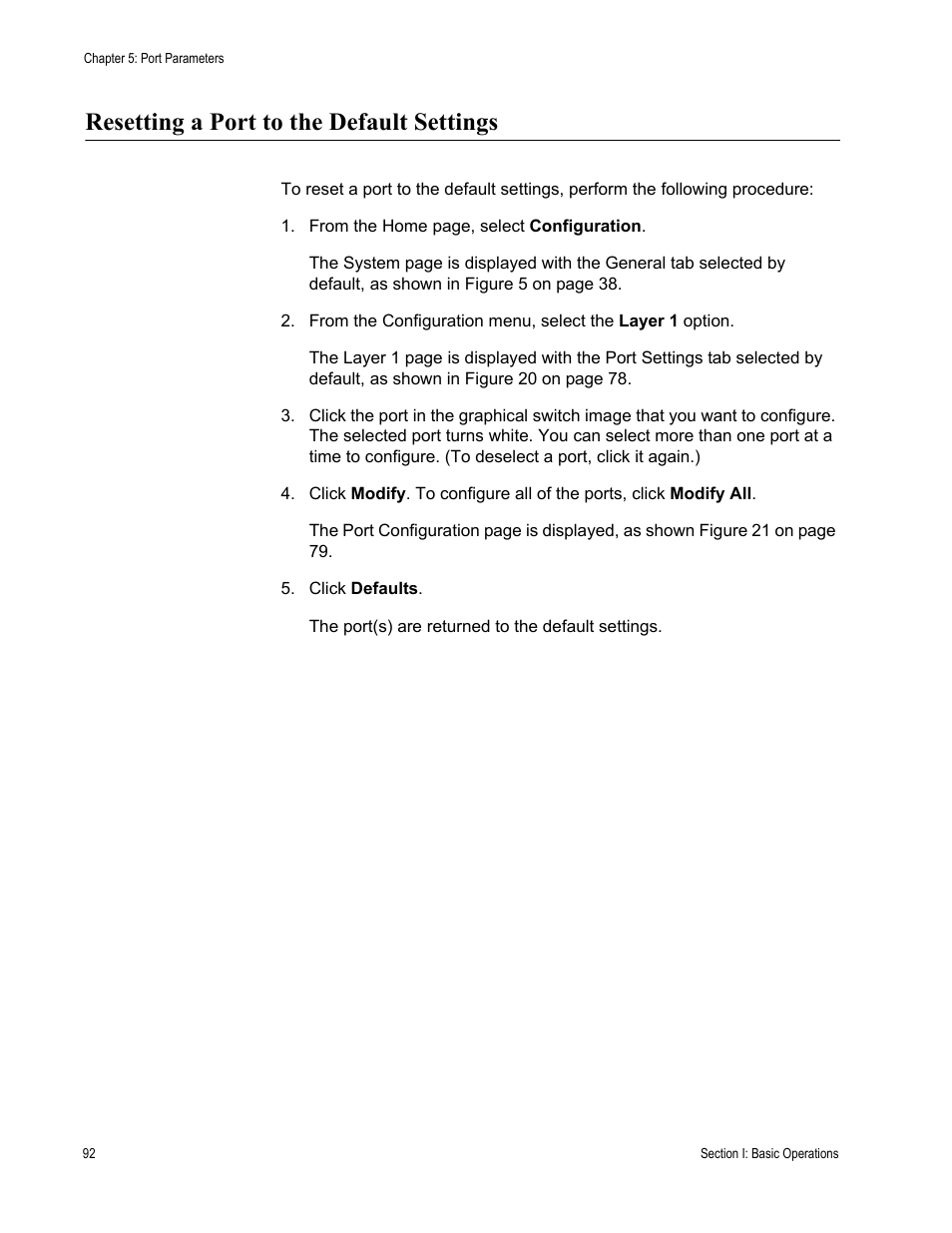 Resetting a port to the default settings | Allied Telesis AT-S63 User Manual | Page 92 / 462