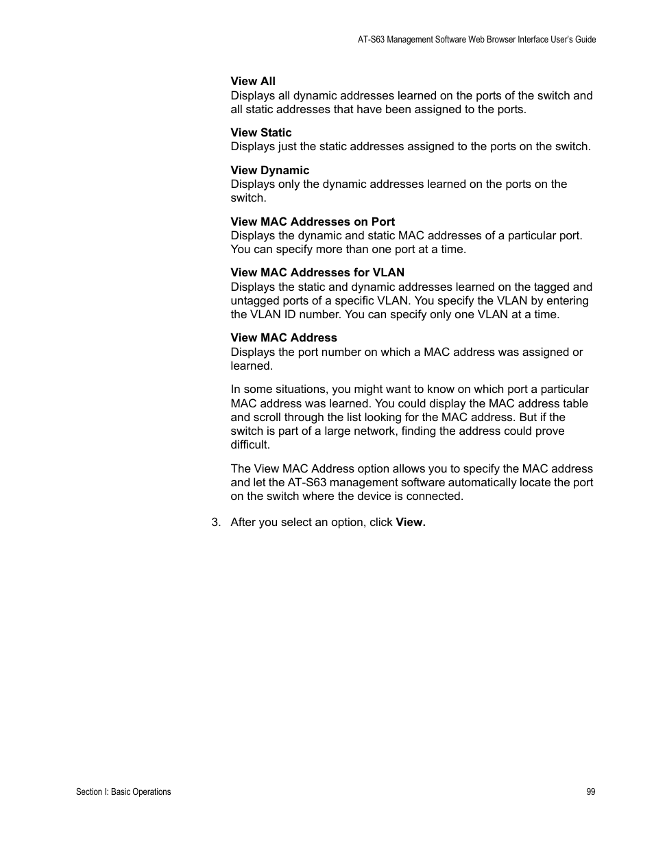 Allied Telesis AT-S63 User Manual | Page 99 / 462