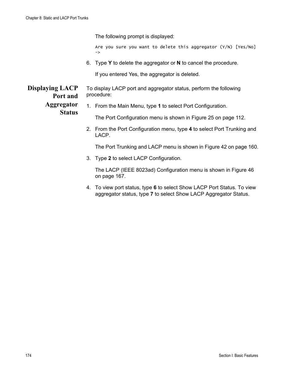 Displaying lacp port and aggregator status | Allied Telesis AT-S63 User Manual | Page 174 / 908