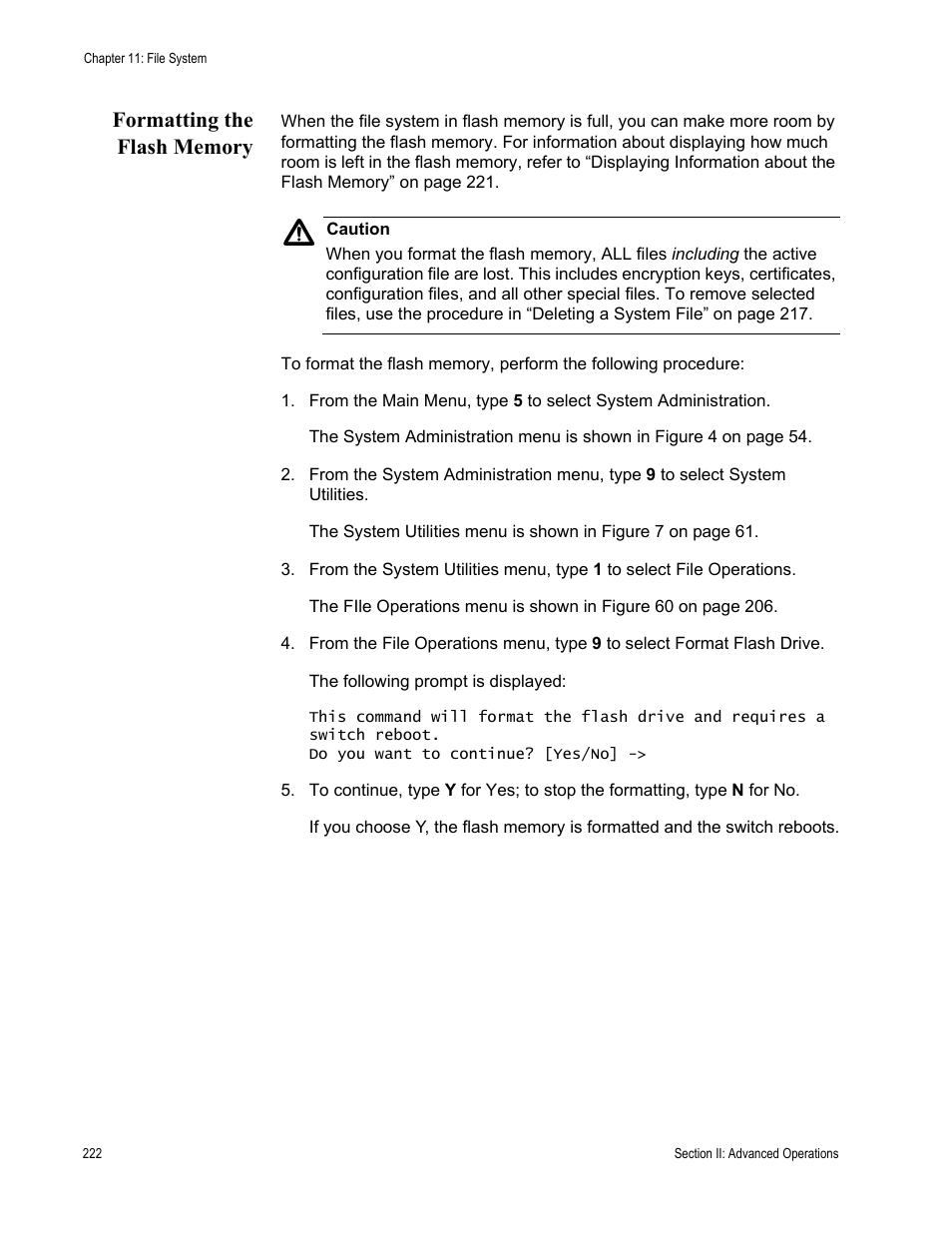Formatting the flash memory | Allied Telesis AT-S63 User Manual | Page 222 / 908