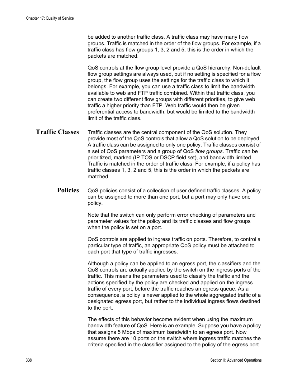 Traffic classes, Policies, Traffic classes policies | Allied Telesis AT-S63 User Manual | Page 338 / 908