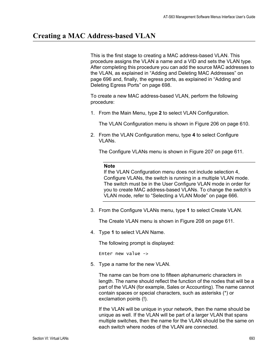 Creating a mac address-based vlan | Allied Telesis AT-S63 User Manual | Page 693 / 908