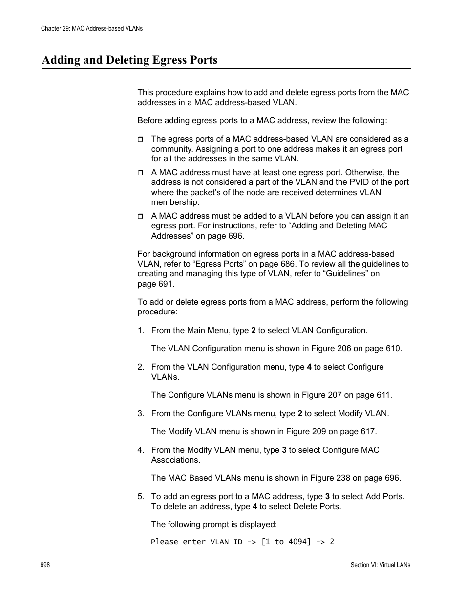 Adding and deleting egress ports | Allied Telesis AT-S63 User Manual | Page 698 / 908