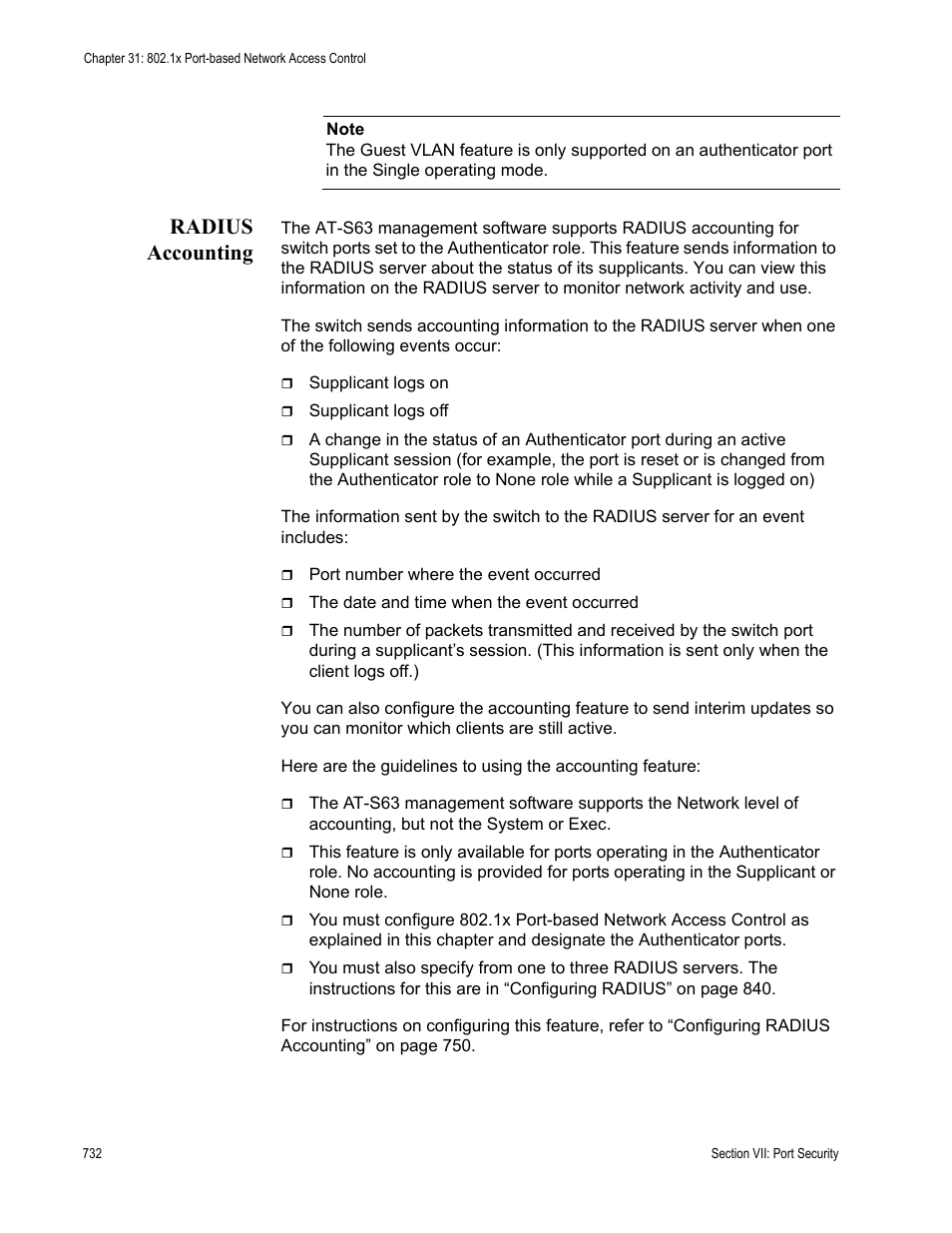 Radius accounting | Allied Telesis AT-S63 User Manual | Page 732 / 908