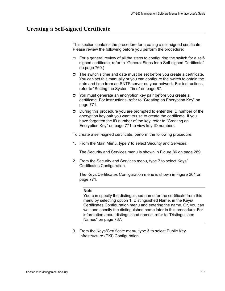 Creating a self-signed certificate | Allied Telesis AT-S63 User Manual | Page 797 / 908