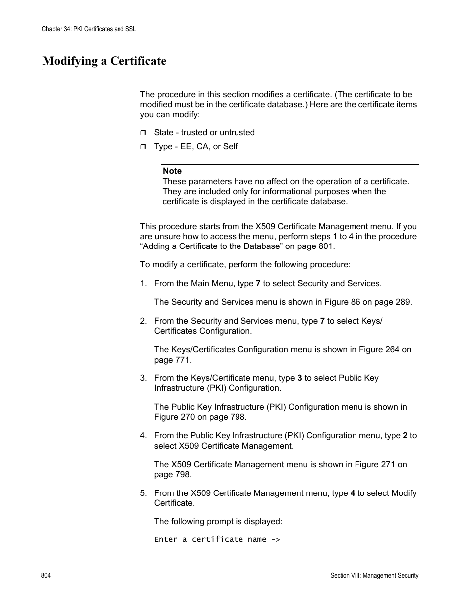Modifying a certificate | Allied Telesis AT-S63 User Manual | Page 804 / 908