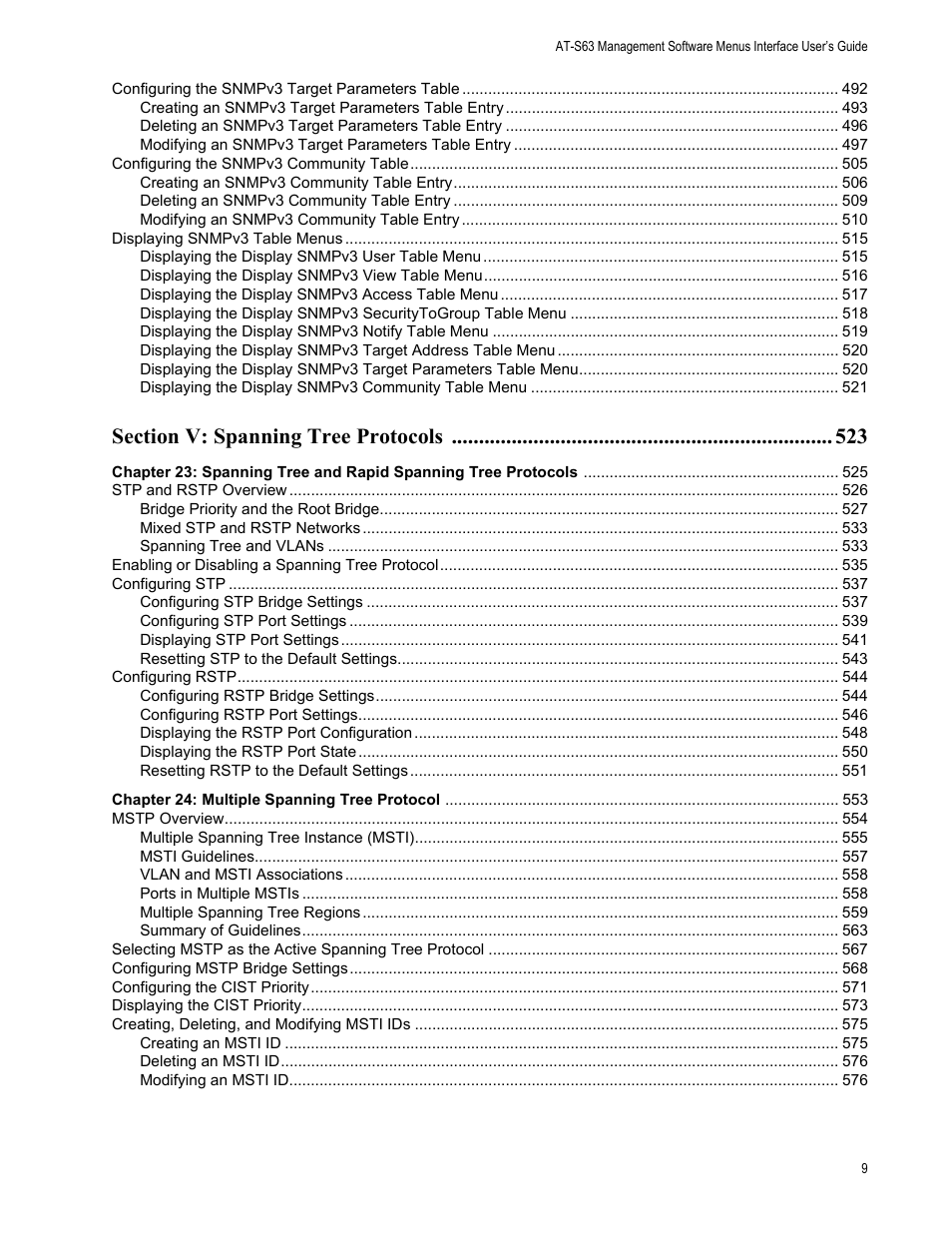 Allied Telesis AT-S63 User Manual | Page 9 / 908