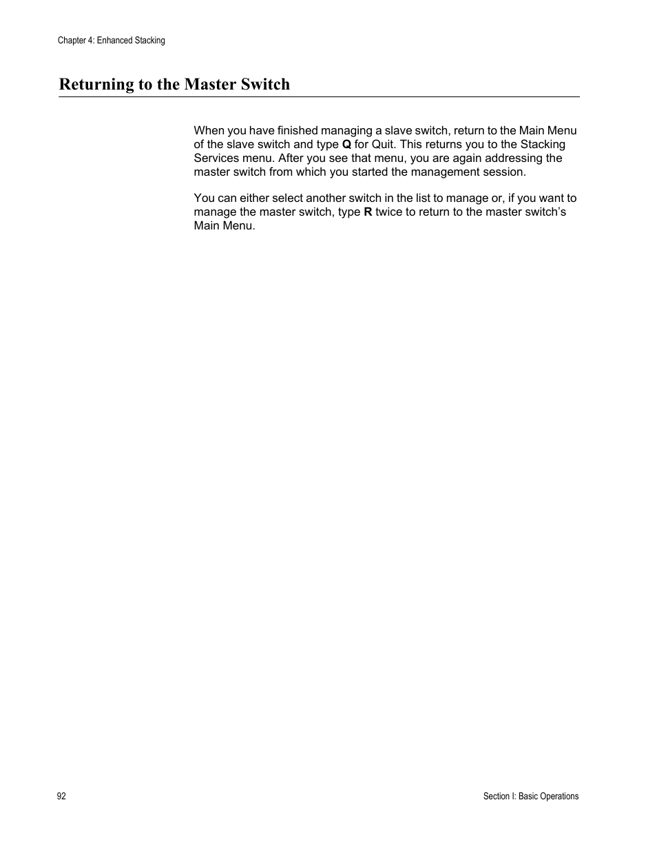 Returning to the master switch | Allied Telesis AT-S63 User Manual | Page 92 / 908