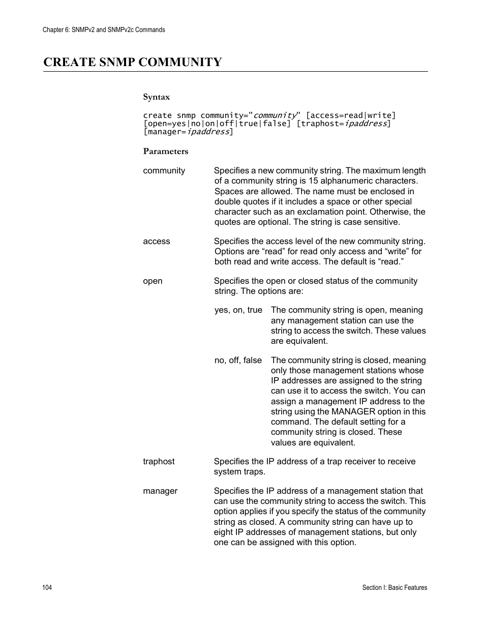Create snmp community | Allied Telesis AT-S63 User Manual | Page 104 / 680