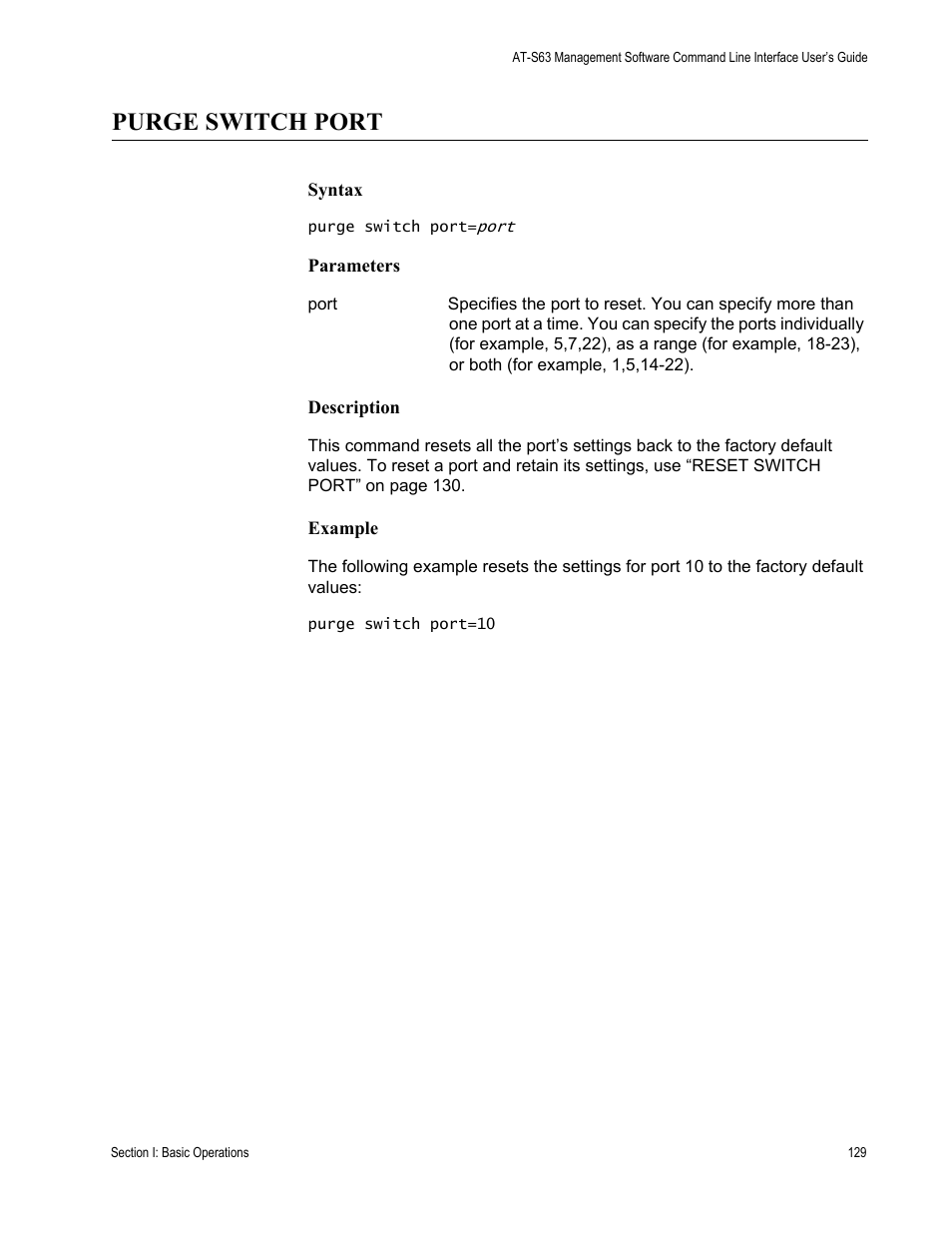 Purge switch port | Allied Telesis AT-S63 User Manual | Page 129 / 680