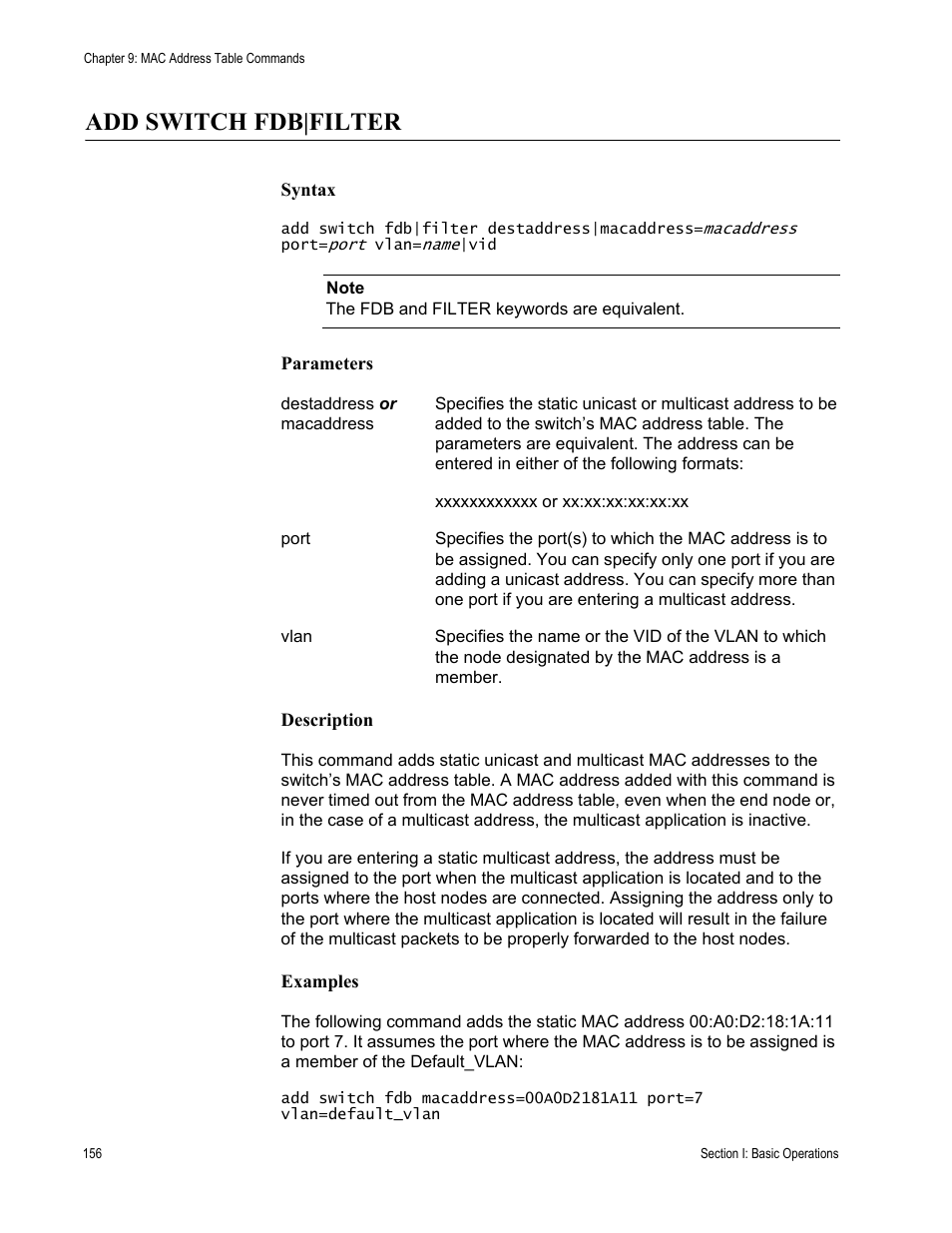 Add switch fdb|filter | Allied Telesis AT-S63 User Manual | Page 156 / 680