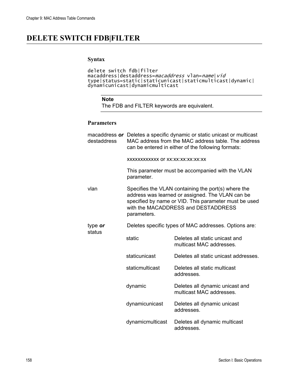 Delete switch fdb|filter | Allied Telesis AT-S63 User Manual | Page 158 / 680