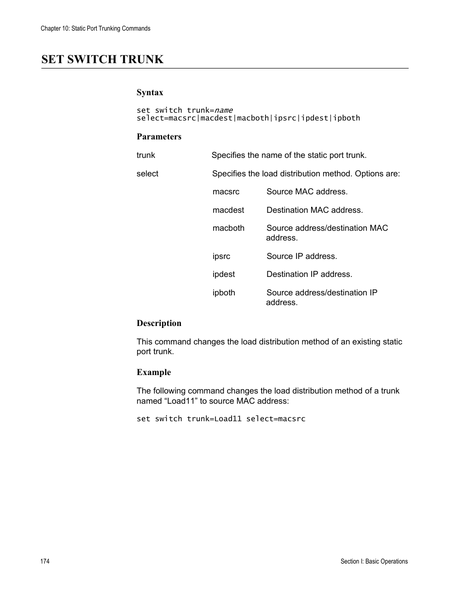 Set switch trunk | Allied Telesis AT-S63 User Manual | Page 174 / 680