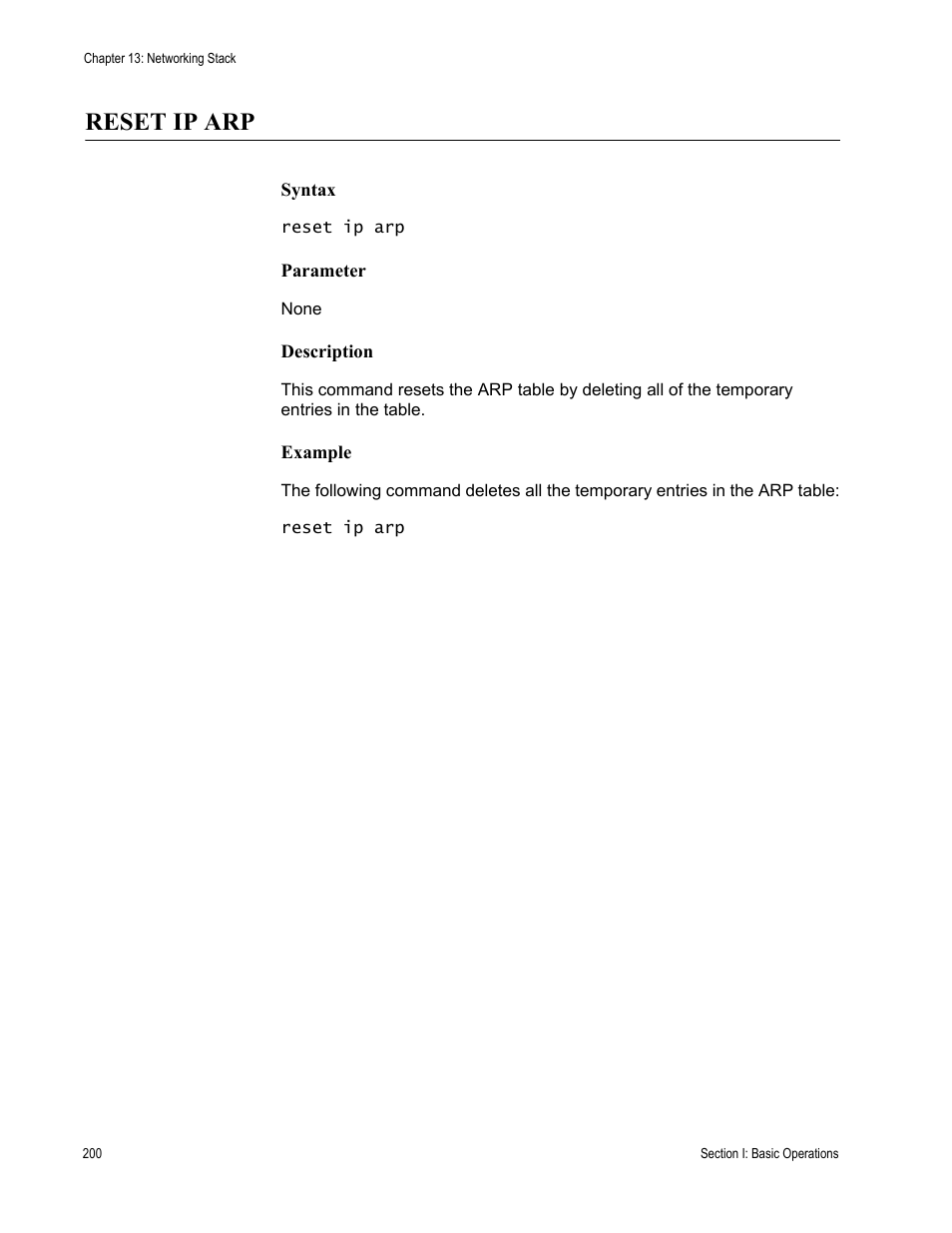 Reset ip arp | Allied Telesis AT-S63 User Manual | Page 200 / 680