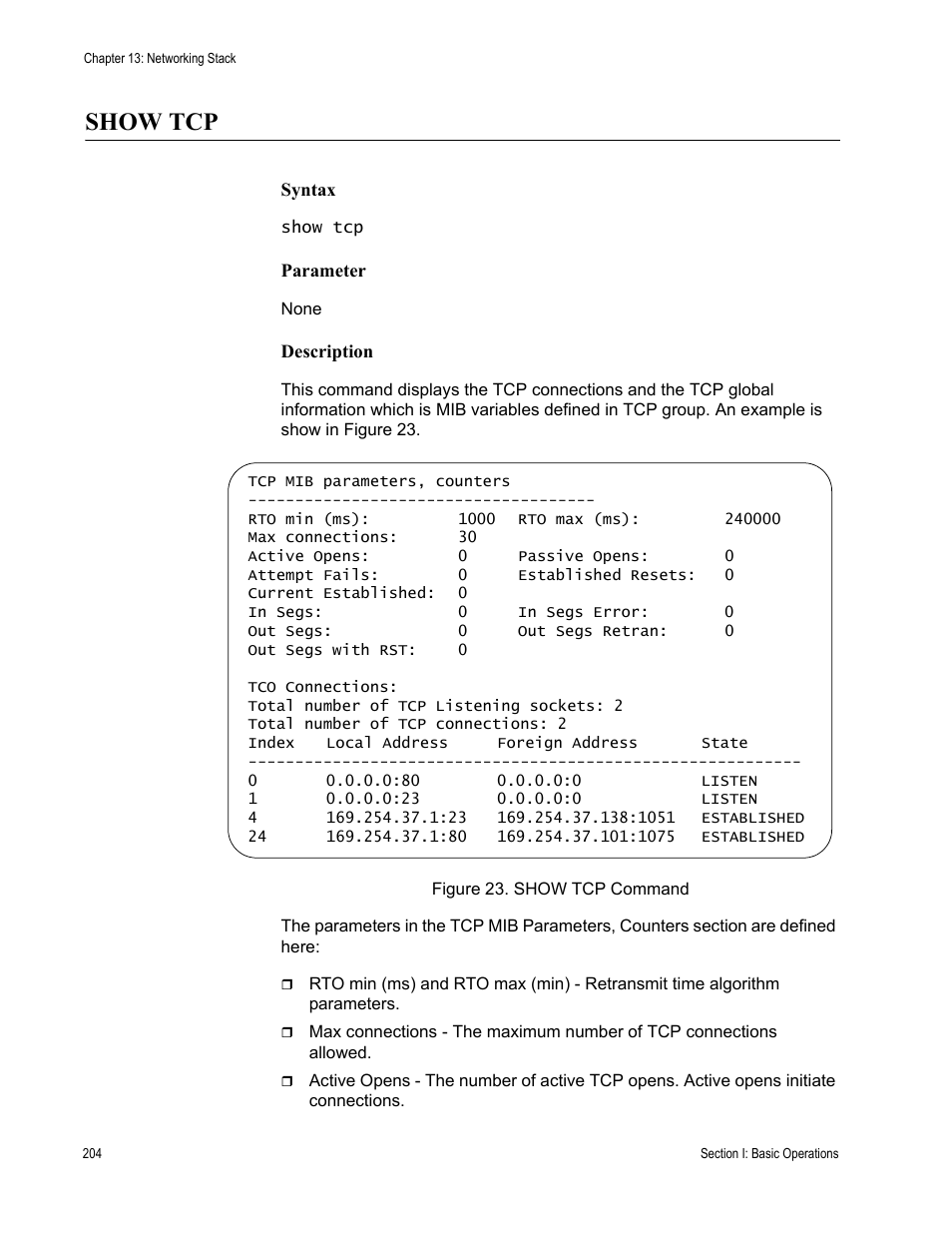 Show tcp | Allied Telesis AT-S63 User Manual | Page 204 / 680