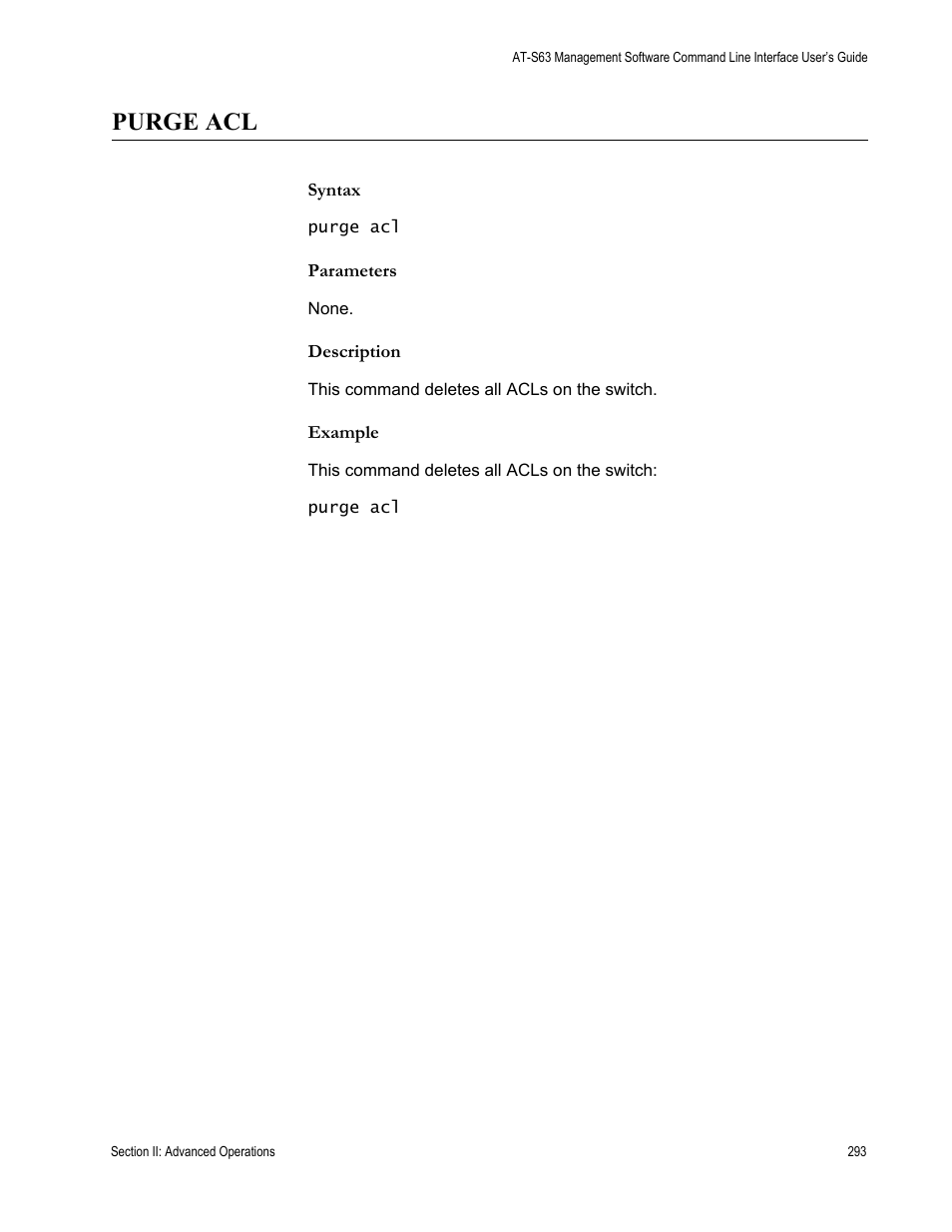 Purge acl | Allied Telesis AT-S63 User Manual | Page 293 / 680