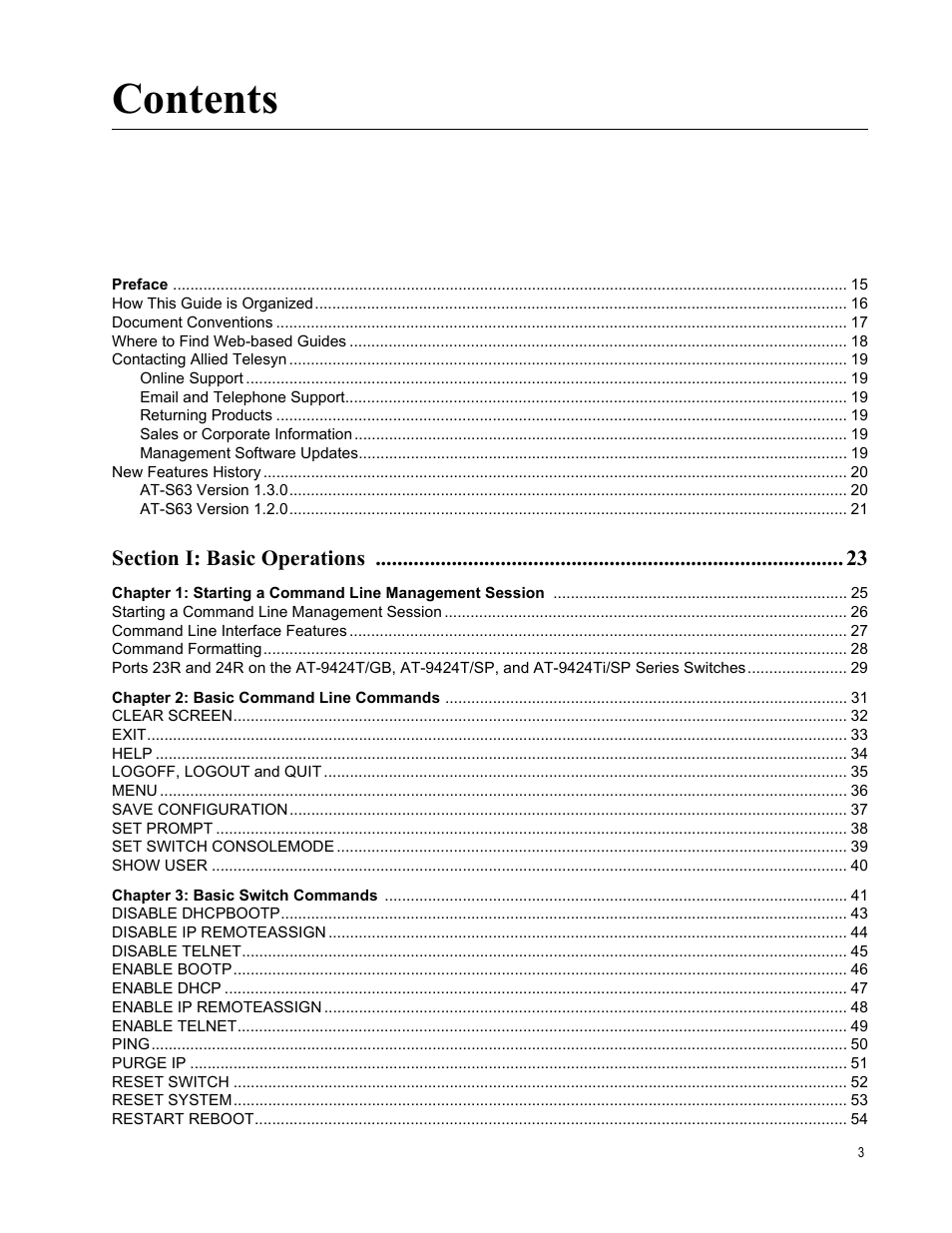 Allied Telesis AT-S63 User Manual | Page 3 / 680